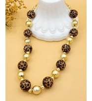 Leopar Boncuklu Gold Kolye