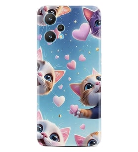 Realme 9 Pro Kılıf Boutique Baskılı Resimli Kalp ve Kedi Pcode -035