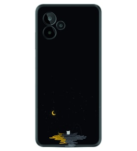 General Mobile GM 24 Pro Kılıf Silikon Desen Özel Seri Ay ve Kedi 1683