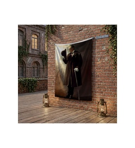 Bastonlu Atatürk Portresi poster Bayrak Raşel Kumaş 100x150 cm ATA78