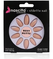 Stiletto Takma Tırnak (Matte French Nails, Mat French Tırnak) 24 Adet