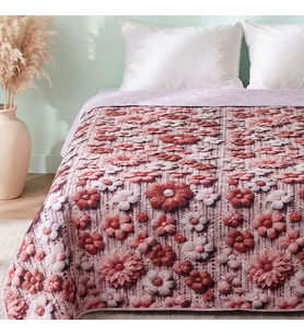 Papatyalar 5D Çok Amaçlı Çift Kişilik Baskılı Pike & Yatak Örtüsü 200x220 cm