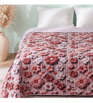 Papatyalar 5D Çok Amaçlı Çift Kişilik Baskılı Pike & Yatak Örtüsü 200x220 cm