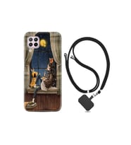 Huawei P40 Lite Kılıf Desenli Silikon Boyun Askılı Ananas Camera Glass 1358