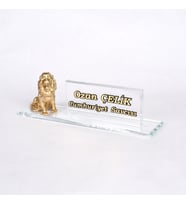 Aslan Biblolu Modern İsimlik Alanlı Ofis Masa Dekoru (Beyaz - Beyaz)
