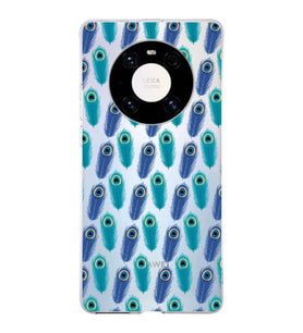 PrintiFy Huawei Mate 40 Pro ile Uyumlu 1mm Slim Fit Nazar Boncuğu 4 Baskılı Şeffaf  Kılıf