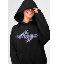 Oversize Desen Baskılı Unisex Hoodie Sweatshirt (Siyah)