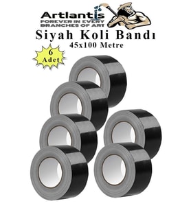 Siyah Koli Bantı 100 Metre 6 Adet 45mm x 100 Metre Renkli Koli Bandı Extra Güçlü Formül Akrilik Koli Bandı