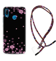 Huawei P20 Lite Mate 10 20 Lite Pro P40 Lite KılıfBoyun Asklı Rasta Silikon Black flowers 1391