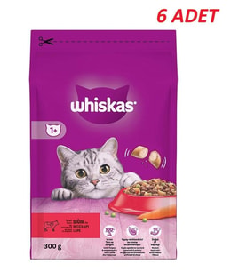Whiskas Biftekli Havuçlu Kuru Kedi Maması 300 Gr*6 Adet