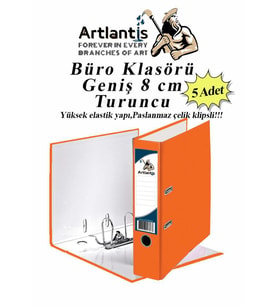 Büro Klasörü Turuncu Geniş 5 Adet Plastik Geniş Turuncu Klasör Halkalı Paslanmaz Çelik Klipsli 5 Adet