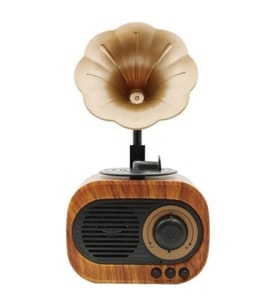 Nostaljik Gramafon Bluetooth Hoparlör USD-SD-RADYO'lu (Kahverengi)