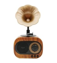 Nostaljik Gramafon Bluetooth Hoparlör USD-SD-RADYO'lu (Kahverengi)
