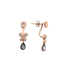 Kelebek Piercing Gümüş Küpe  GMS589 (Çok Renkli)