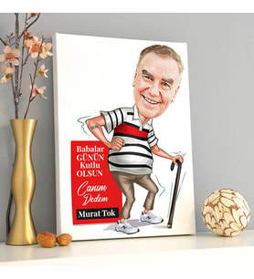 Ruhu Genç Babam Karikatürlü Kanvas Tablo