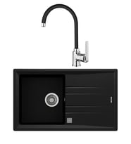 Teka Stone 50 B-TG Metalik Siyah Granit Eviye + Teka IN 995 FN Siyah Kuğu Mutfak