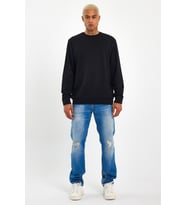 Süperlife Erkek Gri Bisiklet Yaka Ribanalı Regular Fit Sweatshirt spr26swk930 (Siyah)