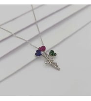 Gümüş Kalp Buketi Kolye 925 Ayar