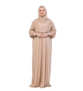 Tek Parça Namaz Elbisesi Seti, Viskon Yumuşak Tesettür Abaya, Rahat Hazır Şal Başörtüsü Takım