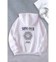 Unisex Kadın Erkek Skymoon Baskılı Oversize Sweatshirt (Beyaz)