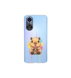 Huawei Nova 9 ile Uyumlu Splash Kapibara Tasarımlı Şeffaf Silikon Kılıf