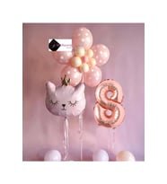 8 YAŞ ÇİÇEK KEDİ BALON DEMETİ DOĞUM GÜNÜ SÜSÜ DOĞUM GÜNÜ PARTİ SETİ