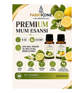 Premium Mum Esansı 5 cc 2'li Set - Bergamot, Limon - Soya Wax, Parafin, Jel Wax ve Bal Mumu Uyumlu BKFAB2BGLM5