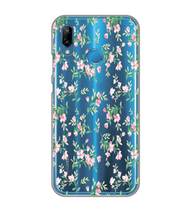 Huawei P20 Lite Uyumlu Çiçek Desenli Şeffaf Telefon Kılıfı