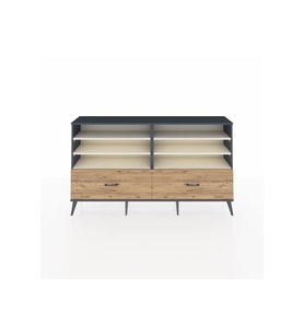 Arges Konsol 6 Raflı 2 Çekmeceli  176x30x99 Antrasit-Aytaşı/Çam
