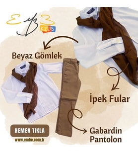 Özel Fularlı Beyaz Gömlek- Gabardin Pantolon