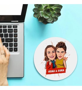 Kişiye Özel En İyi Arkadaşım Karikatürlü Mousepad