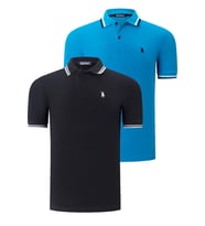 İKİLİ SET T8594 DEWBERRY ERKEK T-SHIRT-SİYAH-MAVİ