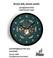 İsme Özel Yılbaşı Çocuk Odası Duvar Saati Orta Boy 30 cm Siyah Camlı Sessiz