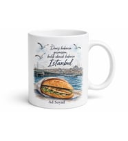 Balık Ekmek Temalı Baskılı Kupa Bardak Hediye Özel Tasarım Porselen Mug