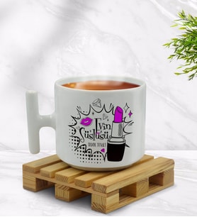 BK Gift Kişiye Özel Evin Süslüsü Tasarımlı T Kulplu Beyaz Middle Kupa Bardak-3