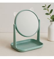 Yuvarlak 15 cm Plastik Makyaj Aynası (Kulaklı, Sepetli)