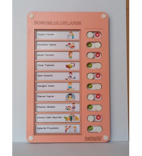 Günlük Rutin Checklist Görev Ve Sorumluluk Tablosu (Pembe)