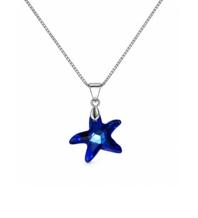 925 Ayar Swarovski Taşlı Swarovski 16mm Crystal Bermuda Blue P Kadın Gümüş Kolye