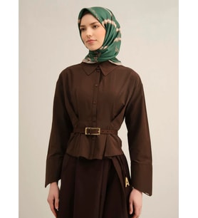 Armine Tivil İpek Eşarp 9346-12 Yeşil Karışık Desen