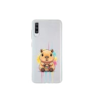 Samsung Galaxy A70S ile Uyumlu Splash Kapibara Tasarımlı Şeffaf Silikon Kılıf