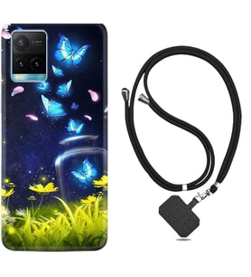 Vivo Y11S Y21S Y20 Y20S Y70 Kılıf Boyun Askılı Silikon Neon Butterflys 1309