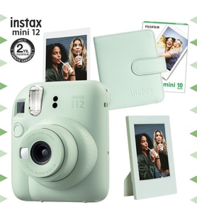 Instax mini 12 Yeşil Fotoğraf Makinesi-10'lu Film-Çerçeve ve Kare Albüm Seti