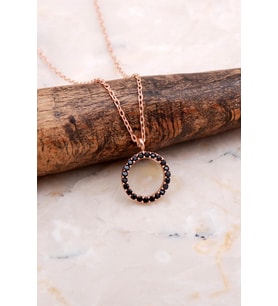 Halka Rose Gümüş Safir Taşlı Kolye 7841