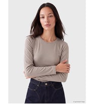LCW EVERYDAY Bej Bisiklet Yaka Soft Touch Kadın Tişört