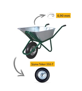Kanat Pro Galvanizli Demonte El Arabası 0.90 mm Sac Şişme 350-7 Ebat Teker