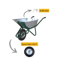Kanat Pro Galvanizli Demonte El Arabası 0.90 mm Sac Şişme 350-7 Ebat Teker