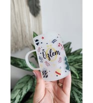 İsme Özel Kişiye Özel Renkli Yılbaşı Temalı Happy New Year Yazılı Buzlu Cam Çay  Fincanı