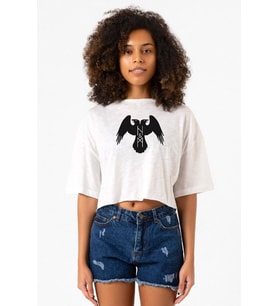 Thor's Ravens Huginn and Muninn Beyaz Kırçıllı Kadın Crop Tshirt