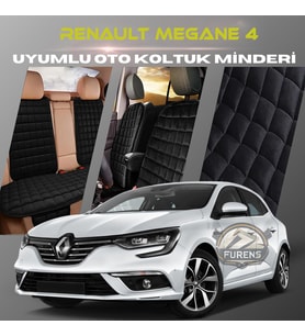 Renault Megane 4 Siyah Renk Tay Tüyü Cepli & Terletmez Sırtlı Oto Koltuk Minder Seti - Koltuk Koruma Kılıfı (ÖN & ARKA TAM SET)