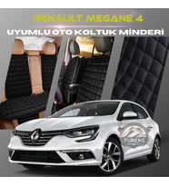 Renault Megane 4 Siyah Renk Tay Tüyü Cepli & Terletmez Sırtlı Oto Koltuk Minder Seti - Koltuk Koruma Kılıfı (ÖN & ARKA TAM SET)